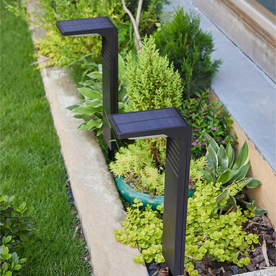 Éclairage paysager solaire à LED en forme de L minimaliste moderne et étanche en ABS et plastiques pour jardin 