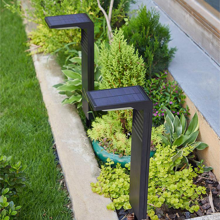 Éclairage paysager solaire à LED en forme de L minimaliste moderne et étanche en ABS et plastiques pour jardin 