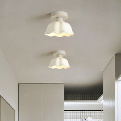 Plafonnier semi-encastré contemporain nordique en céramique de verre et fer à 1 lumière pour entrée 