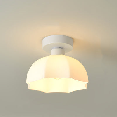 Plafonnier semi-encastré contemporain nordique en céramique de verre et fer à 1 lumière pour entrée 