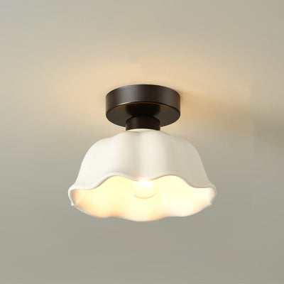 Plafonnier semi-encastré contemporain nordique en céramique de verre et fer à 1 lumière pour entrée 