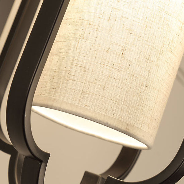 Traditional Chinese Strip Iron Fabric 1-Light Wall Sconce Lamp For Bedroom
