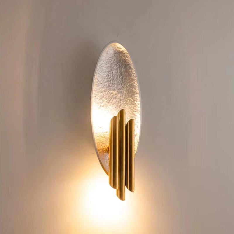 Applique murale contemporaine créative elliptique en fer et résine à 2 lumières pour chambre 