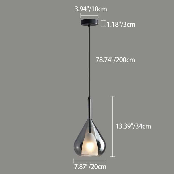 Moderne minimalistische Wassertropfen-Eisen-Glas 1-Licht-Pendelleuchte für das Wohnzimmer 