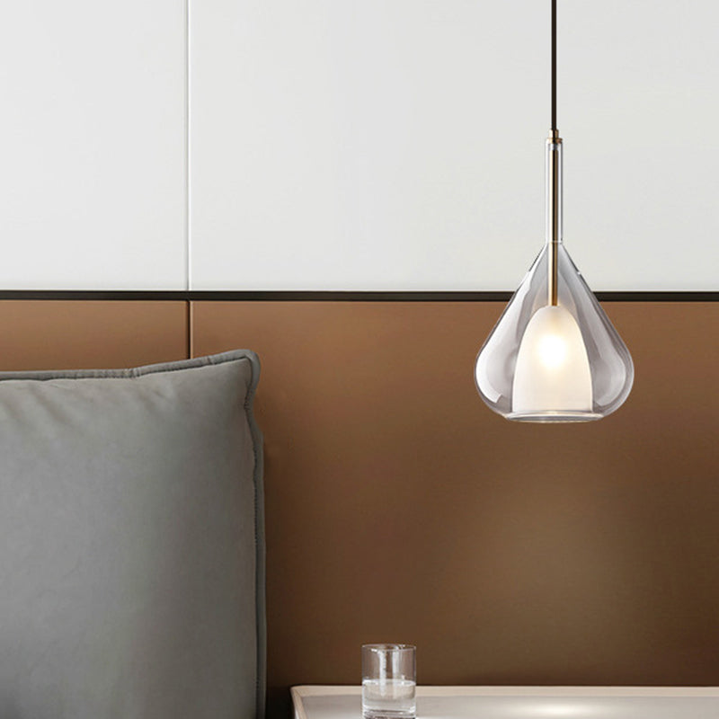 Modern Minimalist Water Droplet Iron Glass 1-Light Pendant Light For Living Room