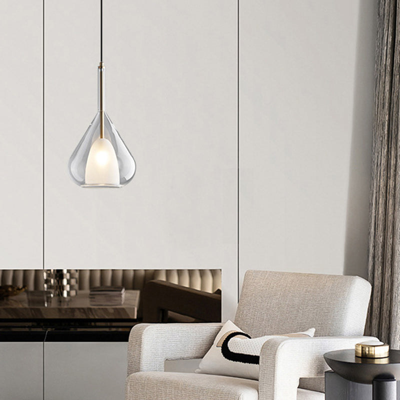 Moderne minimalistische Wassertropfen-Eisen-Glas 1-Licht-Pendelleuchte für das Wohnzimmer 