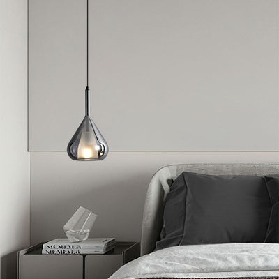 Modern Minimalist Water Droplet Iron Glass 1-Light Pendant Light For Living Room