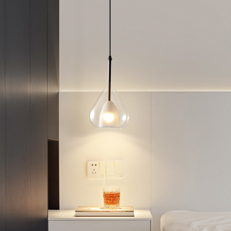 Modern Minimalist Water Droplet Iron Glass 1-Light Pendant Light For Living Room