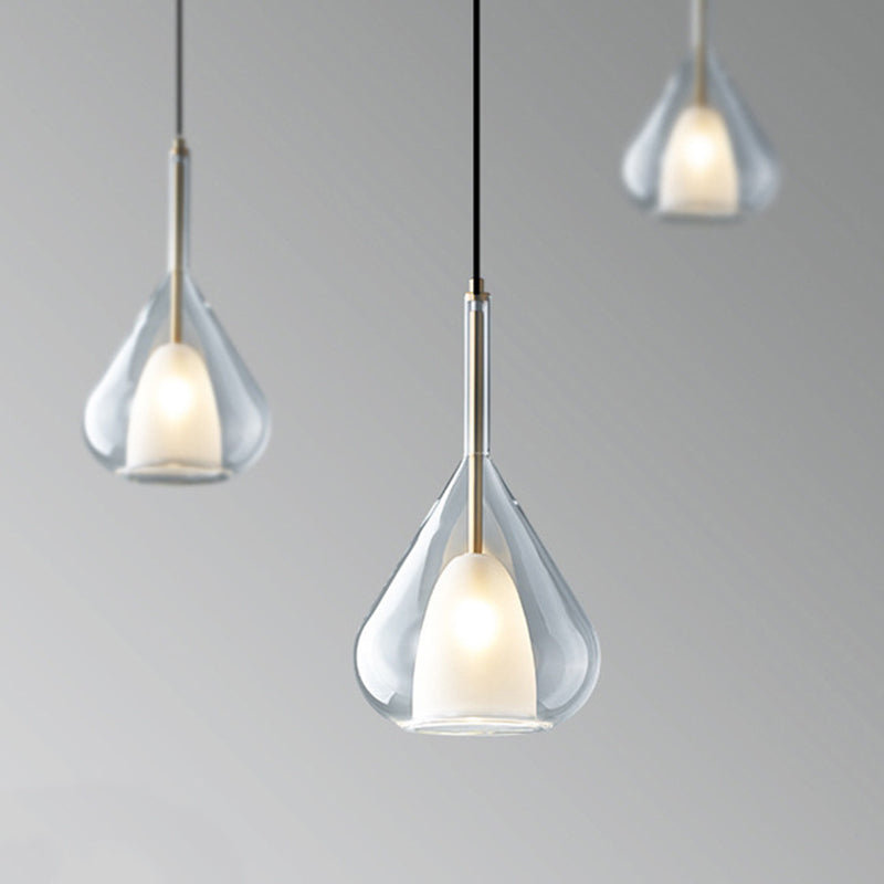 Moderne minimalistische Wassertropfen-Eisen-Glas 1-Licht-Pendelleuchte für das Wohnzimmer 