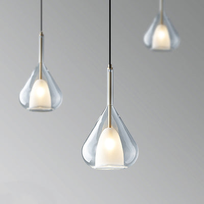 Modern Minimalist Water Droplet Iron Glass 1-Light Pendant Light For Living Room