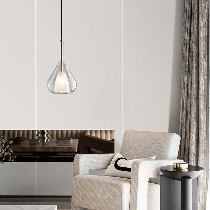 Modern Minimalist Water Droplet Iron Glass 1-Light Pendant Light For Living Room