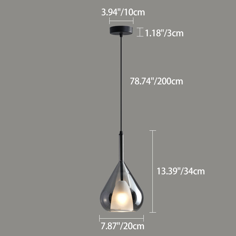 Modern Minimalist Water Droplet Iron Glass 1-Light Pendant Light For Living Room