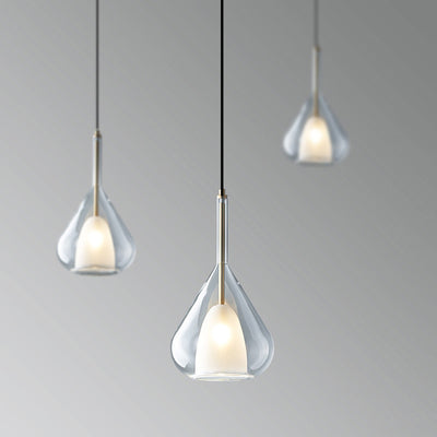 Modern Minimalist Water Droplet Iron Glass 1-Light Pendant Light For Living Room