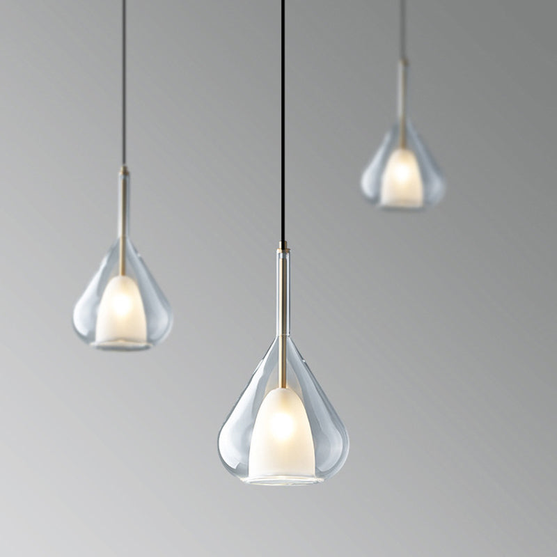 Modern Minimalist Water Droplet Iron Glass 1-Light Pendant Light For Living Room