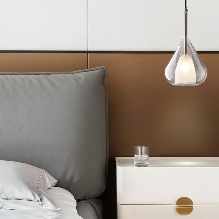 Moderne minimalistische Wassertropfen-Eisen-Glas 1-Licht-Pendelleuchte für das Wohnzimmer 