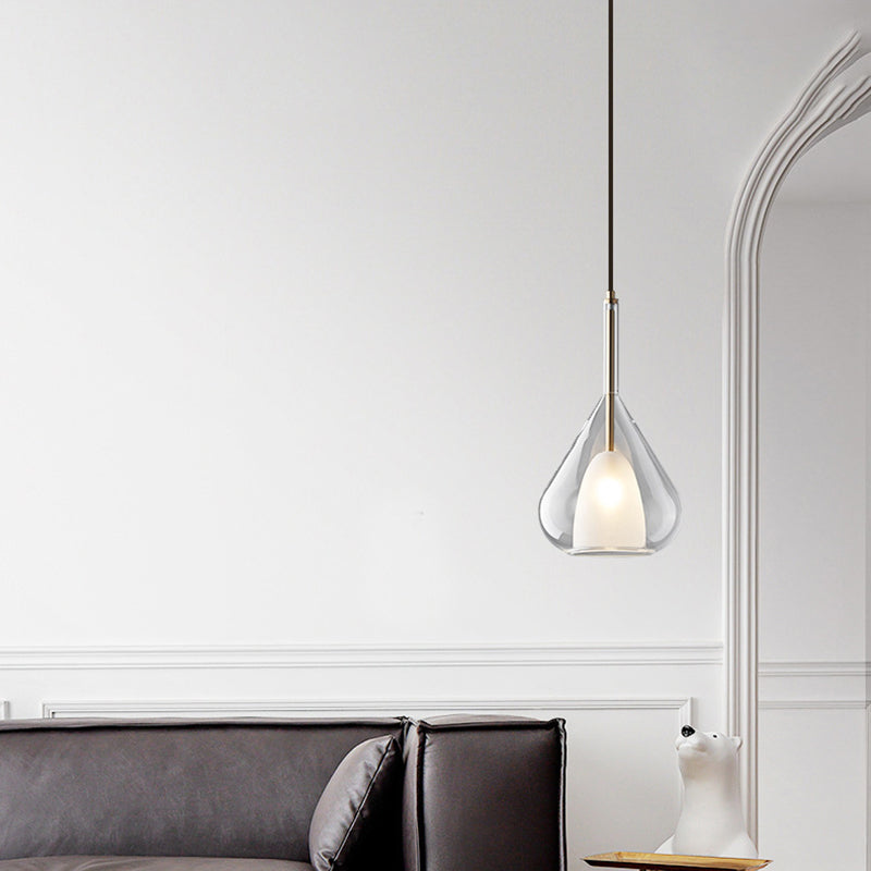 Moderne minimalistische Wassertropfen-Eisen-Glas 1-Licht-Pendelleuchte für das Wohnzimmer 
