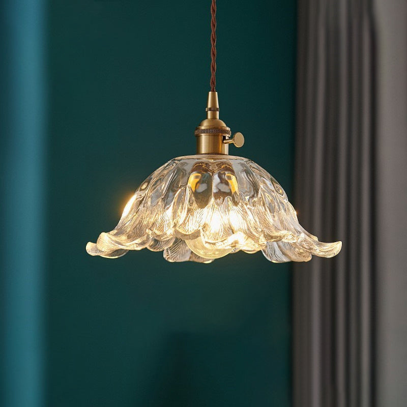 Lustre suspendu en verre cuivré à 1 lumière pour salon, style nordique contemporain 