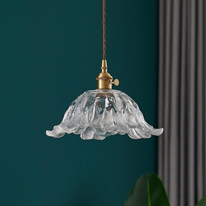 Lustre suspendu en verre cuivré à 1 lumière pour salon, style nordique contemporain 