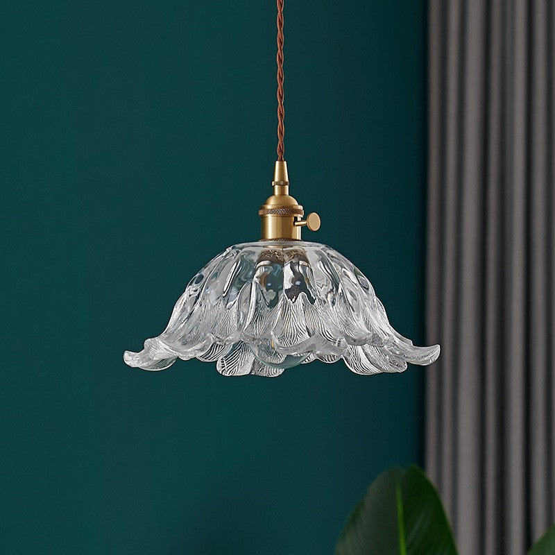 Lustre suspendu en verre cuivré à 1 lumière pour salon, style nordique contemporain 