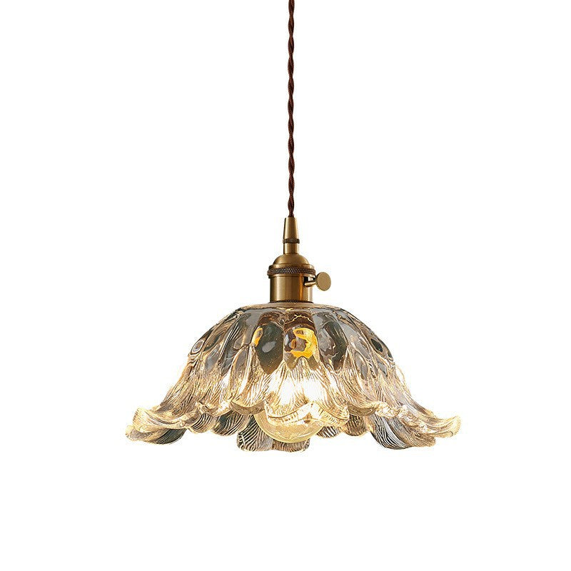 Lustre suspendu en verre cuivré à 1 lumière pour salon, style nordique contemporain 
