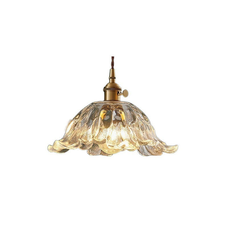 Lustre suspendu en verre cuivré à 1 lumière pour salon, style nordique contemporain 