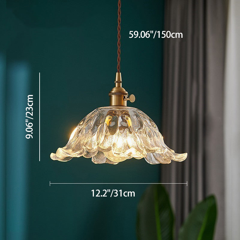 Lustre suspendu en verre cuivré à 1 lumière pour salon, style nordique contemporain 