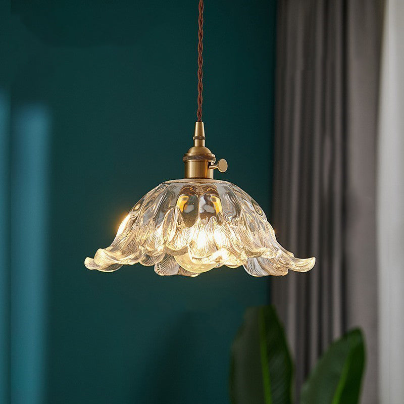 Lustre suspendu en verre cuivré à 1 lumière pour salon, style nordique contemporain 