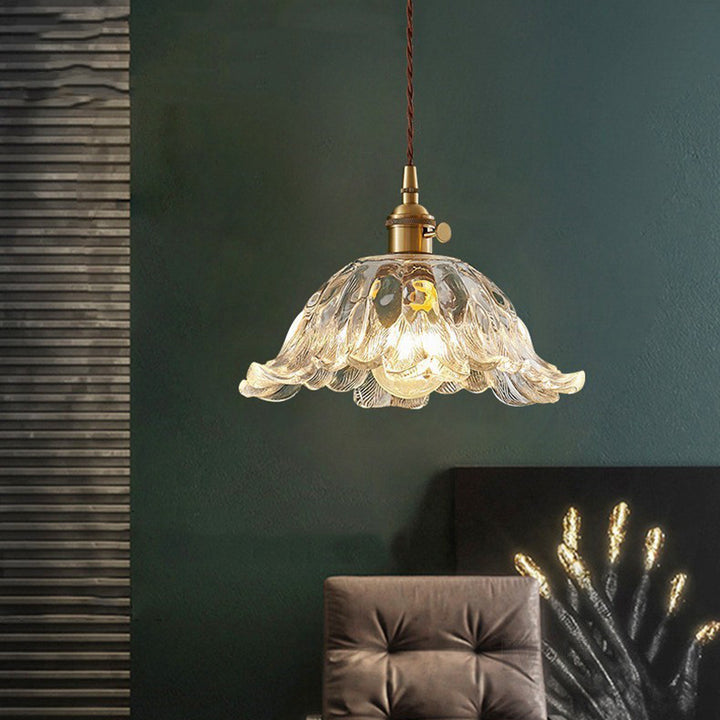 Lustre suspendu en verre cuivré à 1 lumière pour salon, style nordique contemporain 