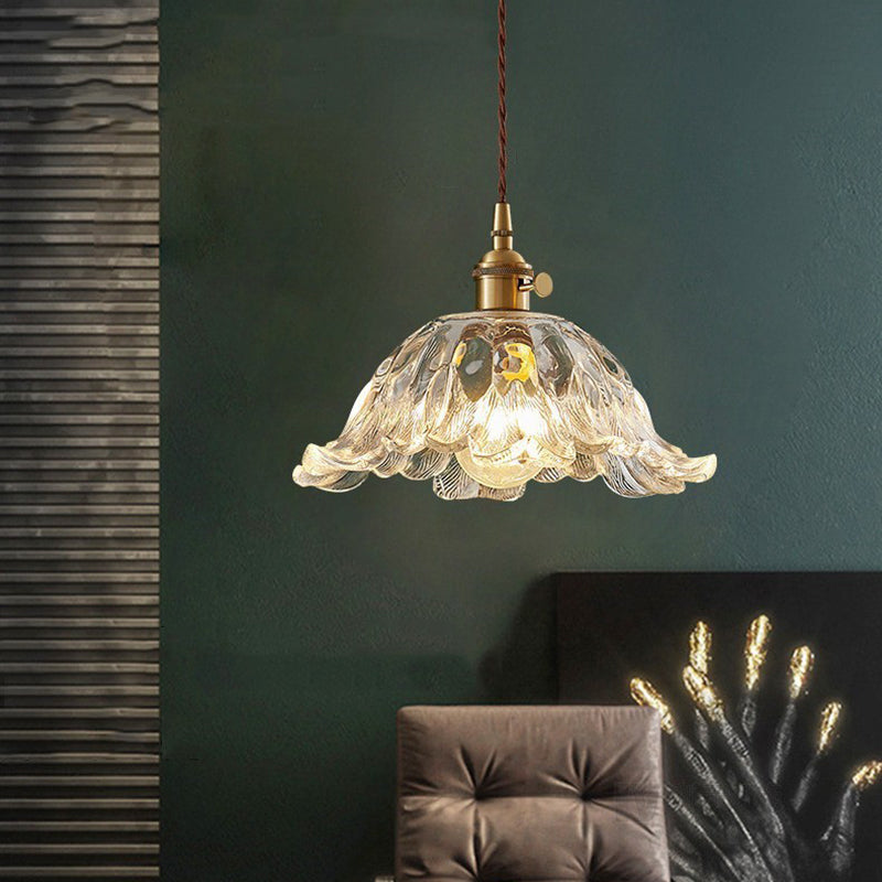 Lustre suspendu en verre cuivré à 1 lumière pour salon, style nordique contemporain 