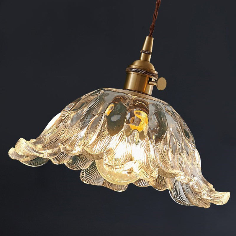 Lustre suspendu en verre cuivré à 1 lumière pour salon, style nordique contemporain 
