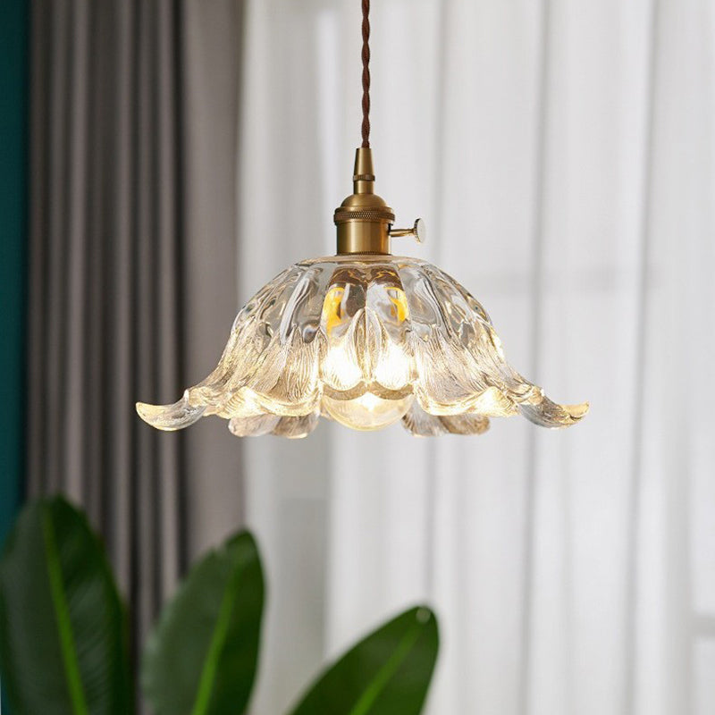 Lustre suspendu en verre cuivré à 1 lumière pour salon, style nordique contemporain 