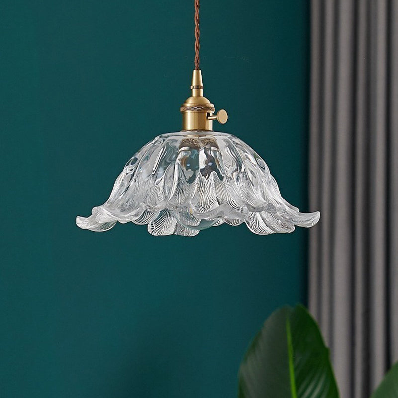 Lustre suspendu en verre cuivré à 1 lumière pour salon, style nordique contemporain 