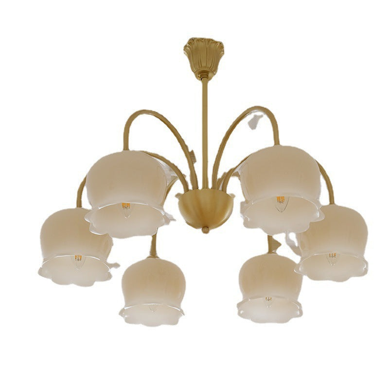 Traditional Rustic Tulip Floral Copper Resin 3/5/6/8-Light Chandelier For Living Room