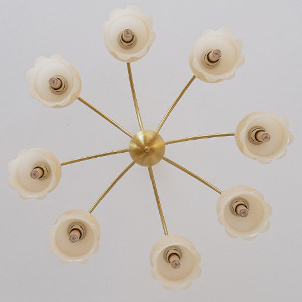 Traditional Rustic Tulip Floral Copper Resin 3/5/6/8-Light Chandelier For Living Room