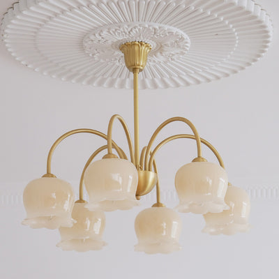 Traditional Rustic Tulip Floral Copper Resin 3/5/6/8-Light Chandelier For Living Room