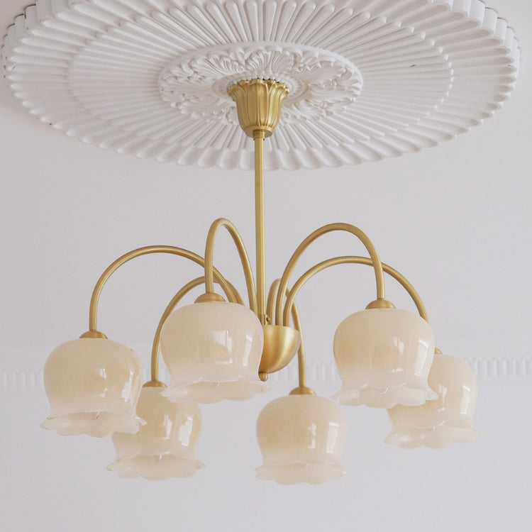 Traditional Rustic Tulip Floral Copper Resin 3/5/6/8-Light Chandelier For Living Room