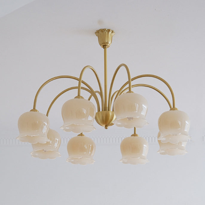 Traditional Rustic Tulip Floral Copper Resin 3/5/6/8-Light Chandelier For Living Room