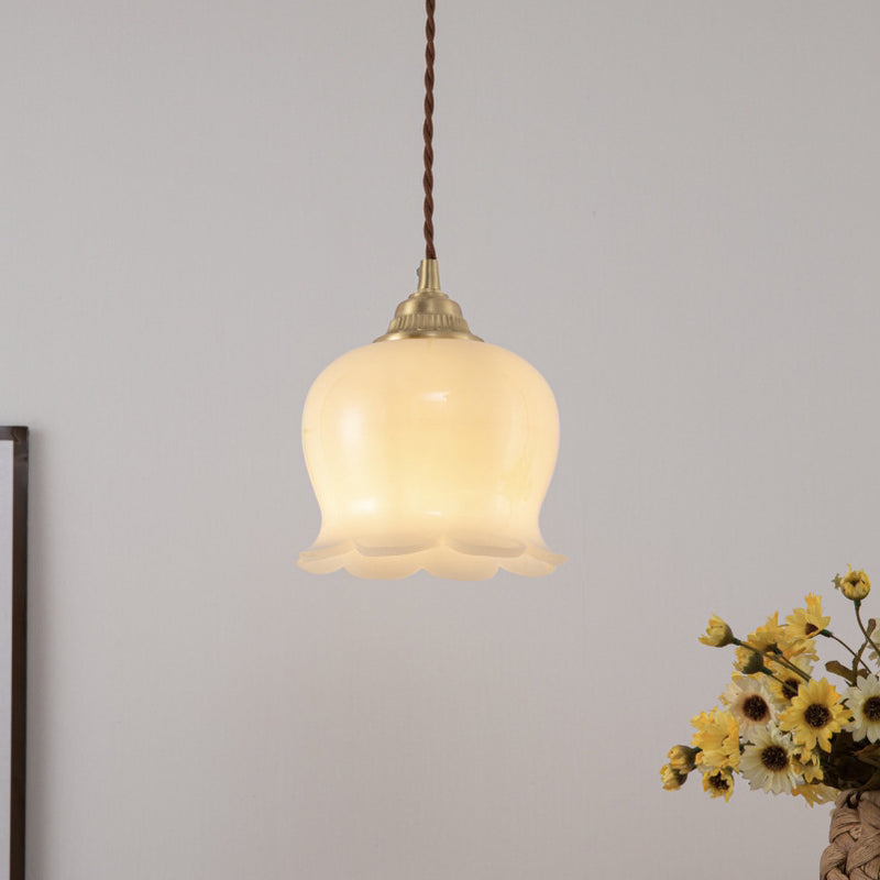 Traditional Rustic Tulip Floral Copper Resin 3/5/6/8-Light Chandelier For Living Room