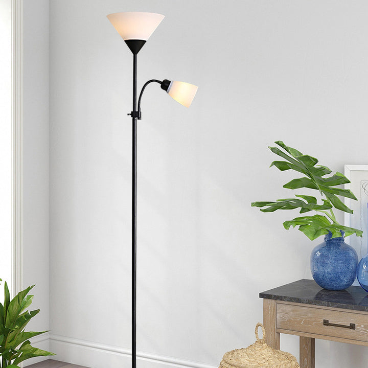 Modern Minimalist Fan Shape Iron Plastic 1/2-Light Standing Floor Lamp For Study