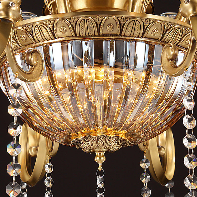 Contemporary Luxury Tulip Copper Crystal Glass 3/5/6/8/10/15-Light Chandelier For Living Room