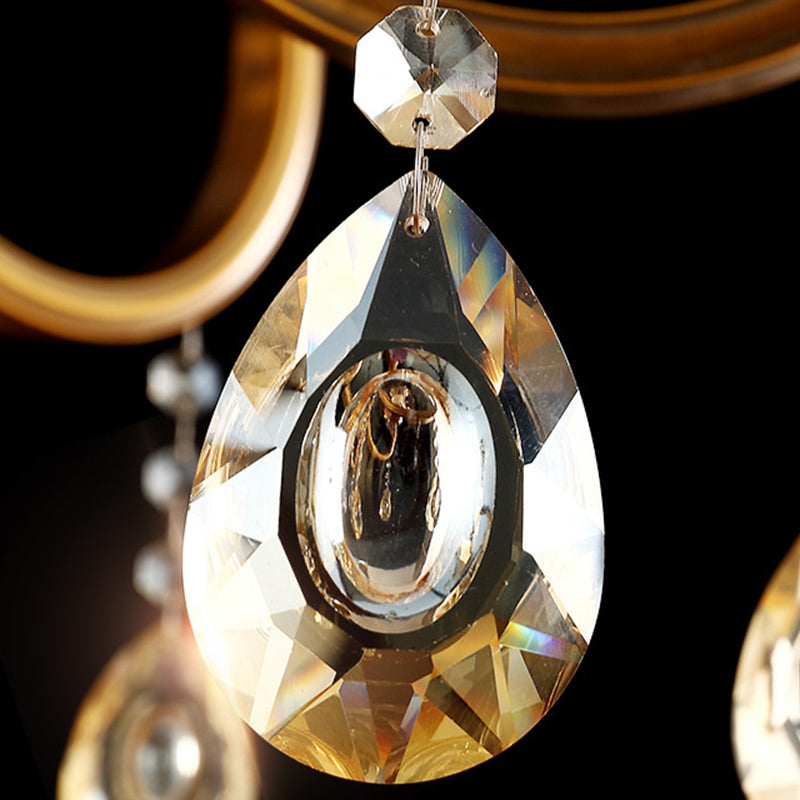 Contemporary Luxury Tulip Copper Crystal Glass 3/5/6/8/10/15-Light Chandelier For Living Room