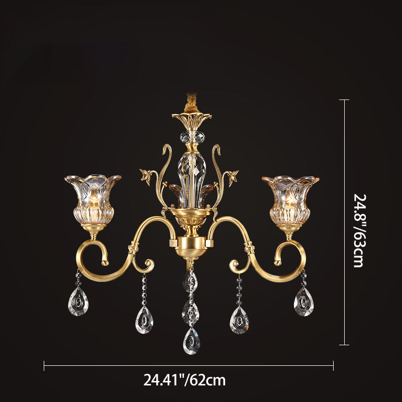 Contemporary Luxury Tulip Copper Crystal Glass 3/5/6/8/10/15-Light Chandelier For Living Room
