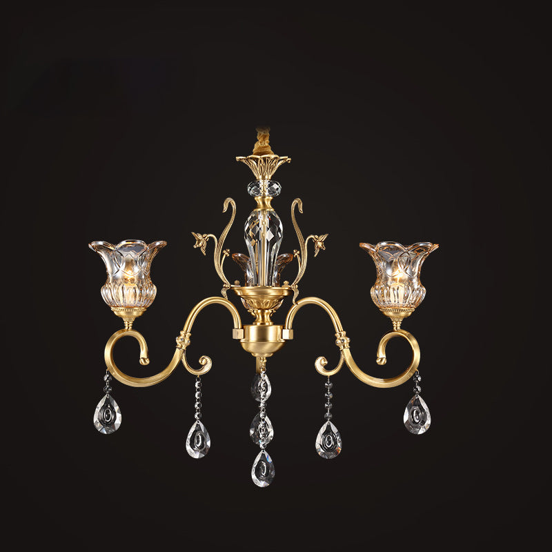 Contemporary Luxury Tulip Copper Crystal Glass 3/5/6/8/10/15-Light Chandelier For Living Room