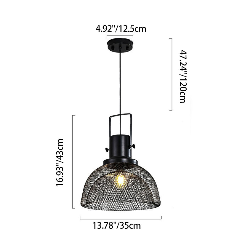 Zeitgenössisches Industrielles Gitter-Vogelkäfig-Eisen 1-Licht Pendelleuchte Für Esszimmer 