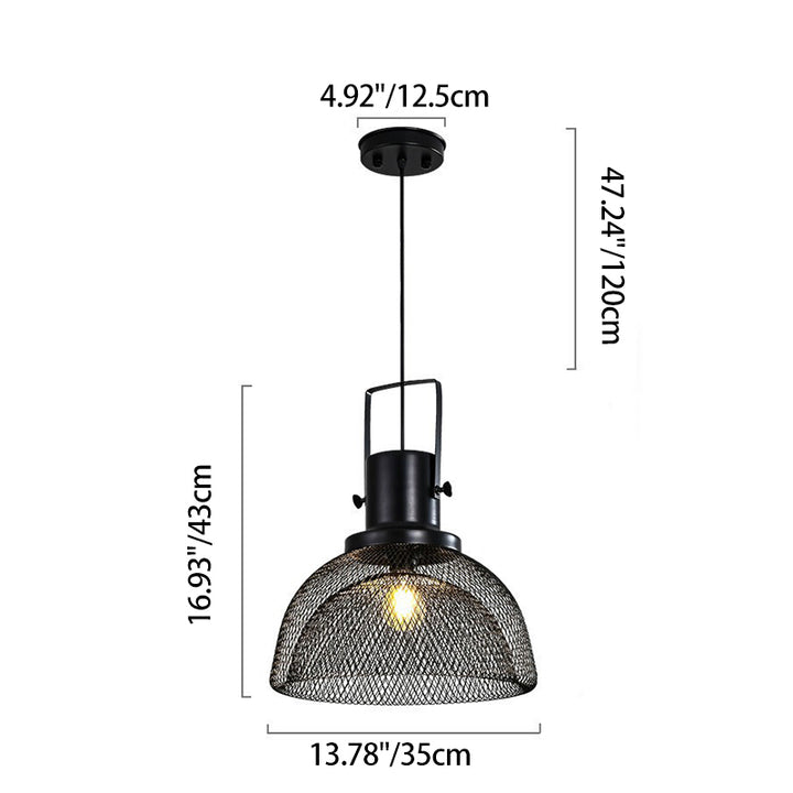 Zeitgenössisches Industrielles Gitter-Vogelkäfig-Eisen 1-Licht Pendelleuchte Für Esszimmer 