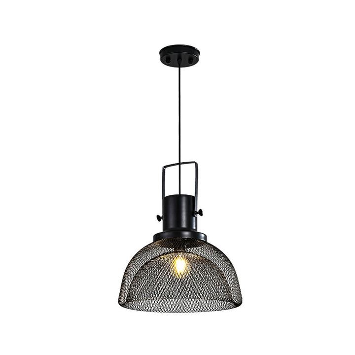 Zeitgenössisches Industrielles Gitter-Vogelkäfig-Eisen 1-Licht Pendelleuchte Für Esszimmer 