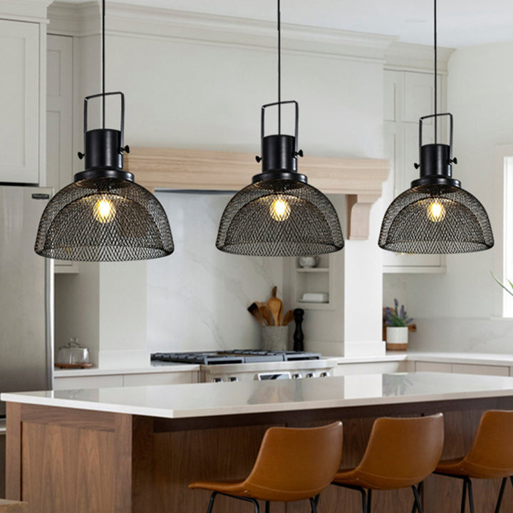 Contemporary Industrial Grid Birdcage Iron 1-Light Pendant Light For Dining Room