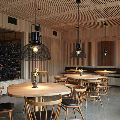 Suspension Contemporaine en Forme de Cage à Oiseau en Fer à 1 Lumière pour Salle à Manger 