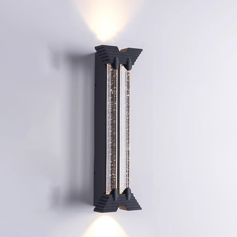 Applique murale extérieure moderne minimaliste étanche en acier inoxydable cylindrique trapézoïdal à LED en cristal pour jardin 