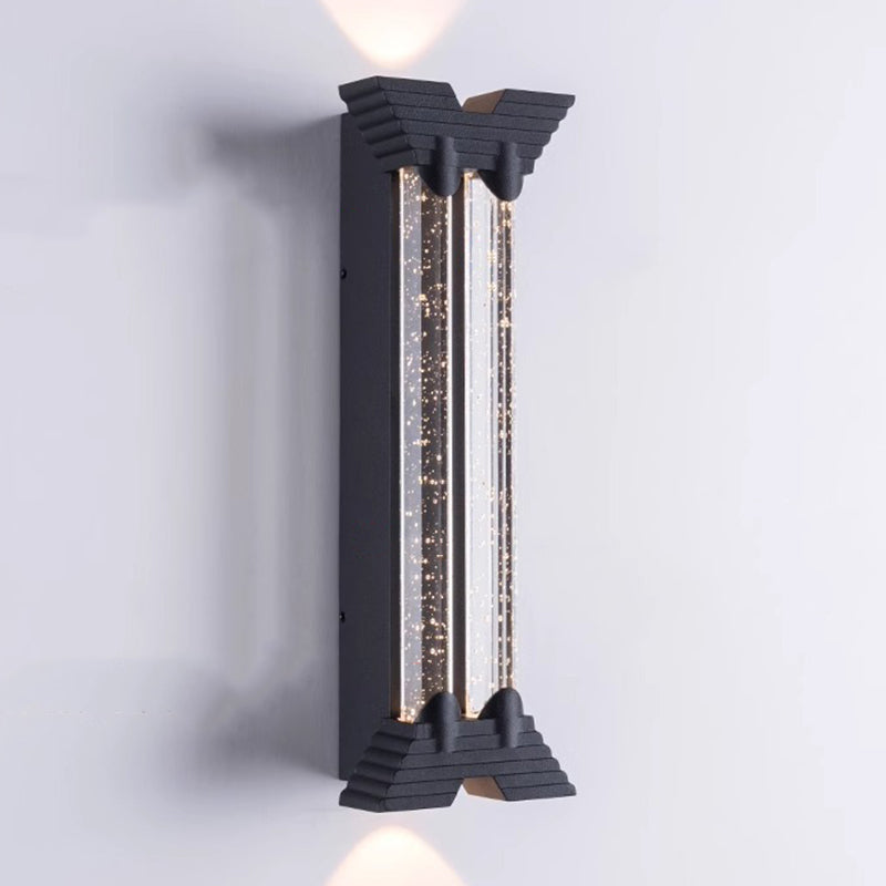 Applique murale extérieure moderne minimaliste étanche en acier inoxydable cylindrique trapézoïdal à LED en cristal pour jardin 